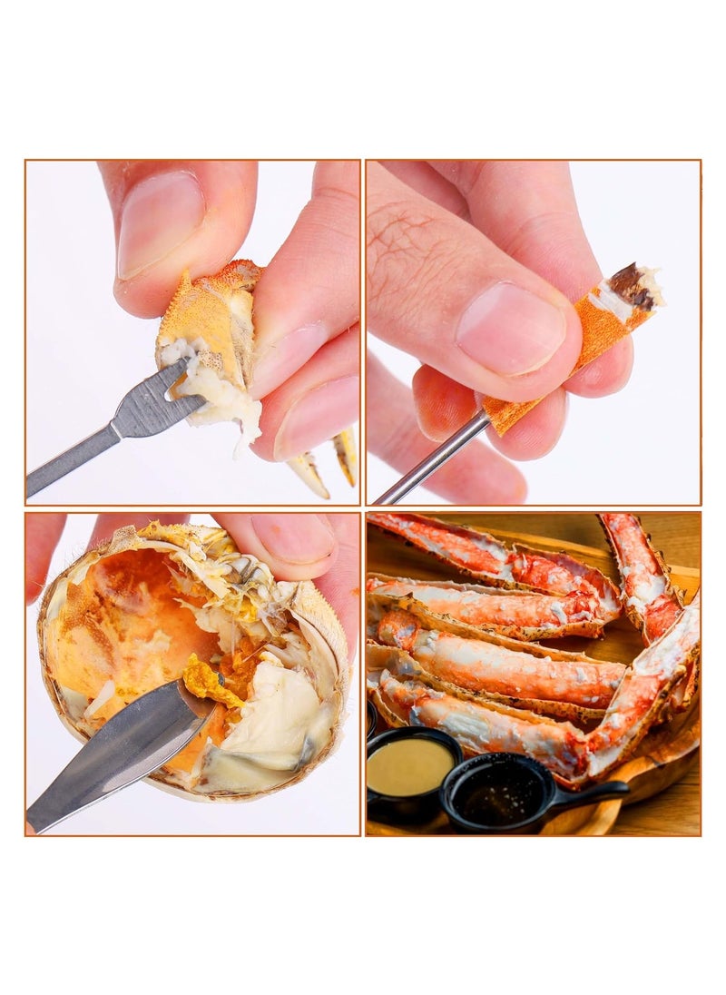 Crab Leg Crackers and Tools, 2PCS Multifunctional Lobster Crackers and Picks Set, Portable Shellfish Crab Claw Cracker Stainless Steel Seafood Crackers & Forks, Crab Leg Sheller, Dishwasher Safe