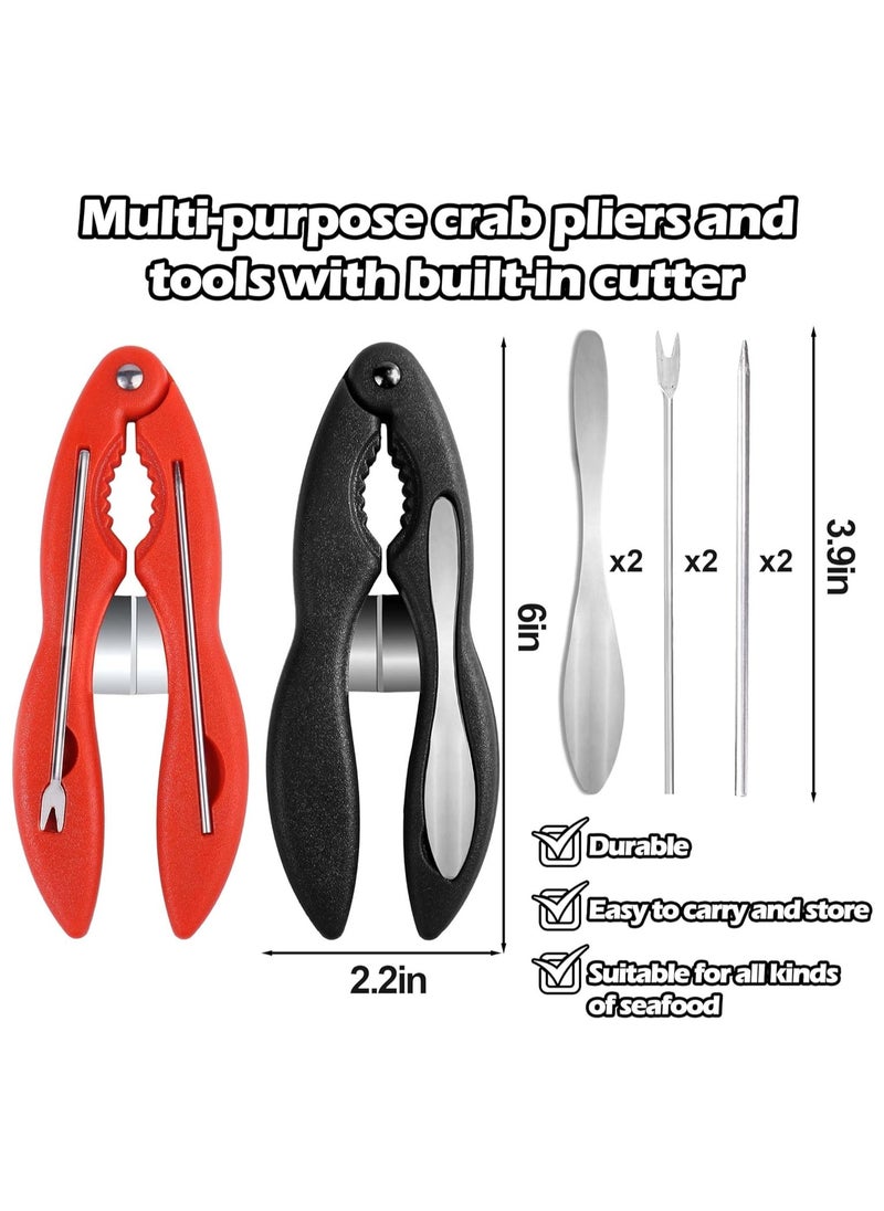 Crab Leg Crackers and Tools, 2PCS Multifunctional Lobster Crackers and Picks Set, Portable Shellfish Crab Claw Cracker Stainless Steel Seafood Crackers & Forks, Crab Leg Sheller, Dishwasher Safe
