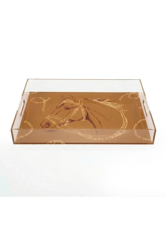 صلصال Fares Medium Serving Tray - Havane Brown Horse
