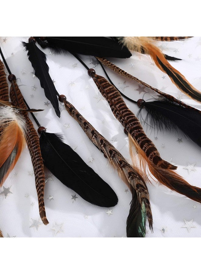 Molans Hippie Feather Hair Extension Hair Clip Bohemian Feather Headband Hair Ties For Women Festival Headdress Feather Headwear (Black + Pheasant Feather) - Image 4