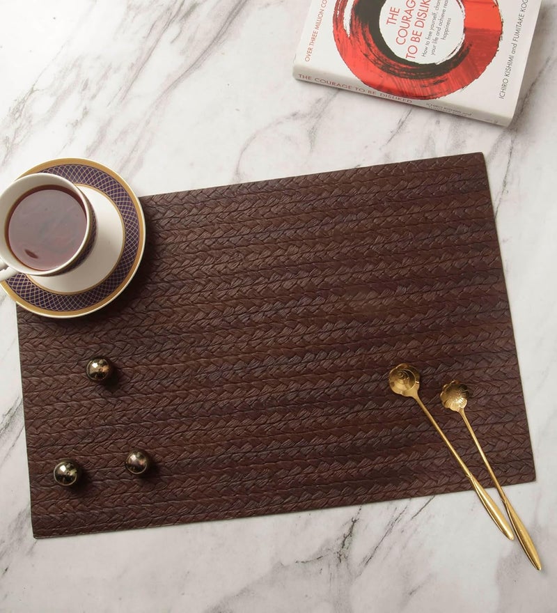 OBSESSIONS Set of 6 Premium Chocolate PVC Table Placemats (30x45 cm) - Heat Resistant, Water Repellent, Wipeable, Stain Resistant, and Easy to Maintain - Perfect for Protecting Your Dining Table - Image 1