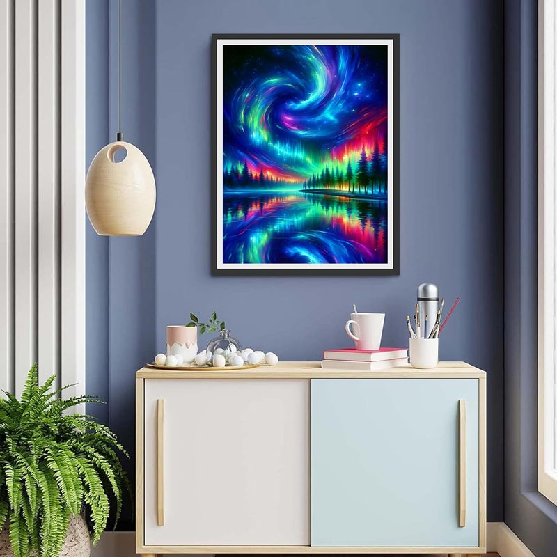 mrpwnle Aurora Diamond Art Painting Kits for Adults, Northern Lights Diamond Art Painting Kit for Adults, Round Full Drill 5D Landscape Diamonds Painting Gem Art DIY Crafts Kits 12x16inch - Image 3