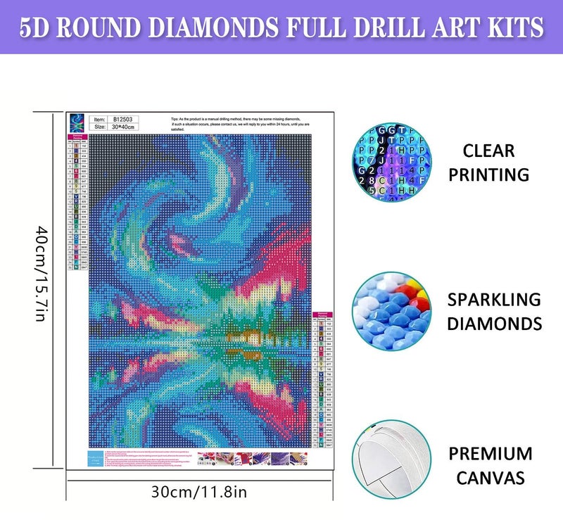 mrpwnle Aurora Diamond Art Painting Kits for Adults, Northern Lights Diamond Art Painting Kit for Adults, Round Full Drill 5D Landscape Diamonds Painting Gem Art DIY Crafts Kits 12x16inch - Image 4