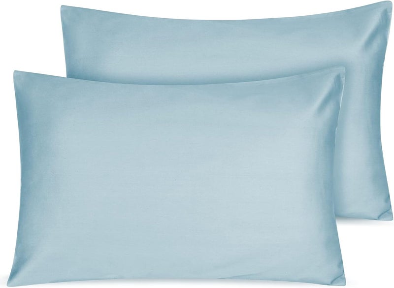 LULUSILK Organic Cotton Toddler Pillowcase 2 Pack, 14 x 20 Travel Pillow Case Cover for Babies, Kids, Boys and Girls, Soft and Breathable Small Pillow Cases with Envelope Closure, Sterling Blue - Image 1