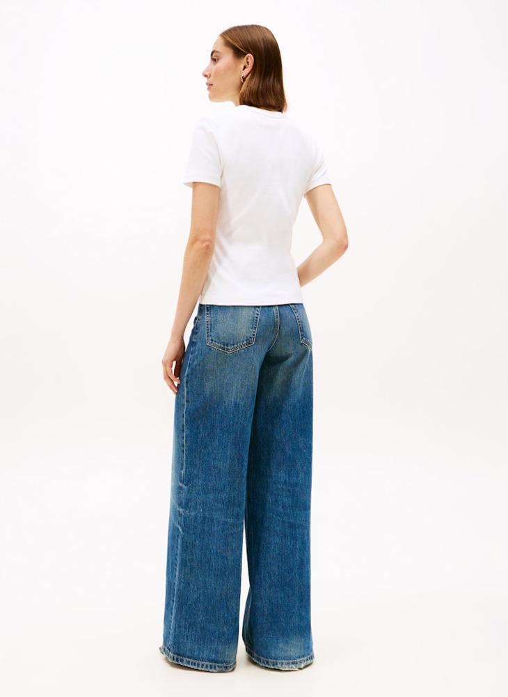 تومي هيلفيغر تي شيرت سليم كودي بياقة على شكل حرف - Image 2