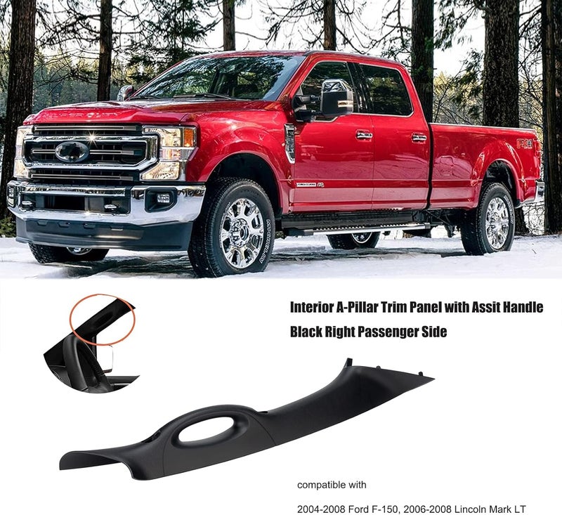 Gelessy A Pillar Interior Trim Handle Right Passenger Side 4L3Z-1503598-AAA Compatible with 2004-2008 Ford F-150 F150 2006-2008 Lincoln Mark LT A Pillar Grab Handle Passenger Side (Black) - Image 2