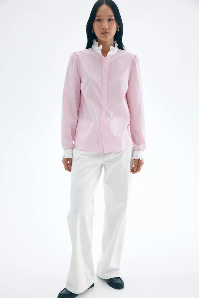 اتش اند ام بلوزة بقبة مكشكشة