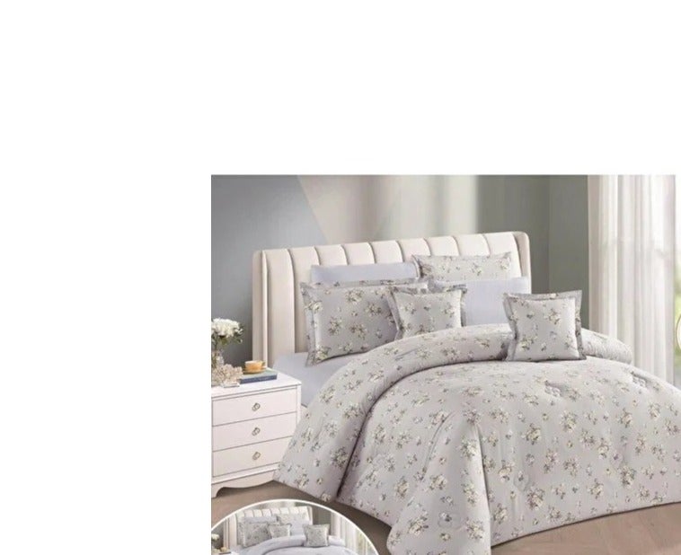 مفرش نفرين مشجر قطن 100% وجهين طقم لحاف 8 قطع مقاس 230*250سم