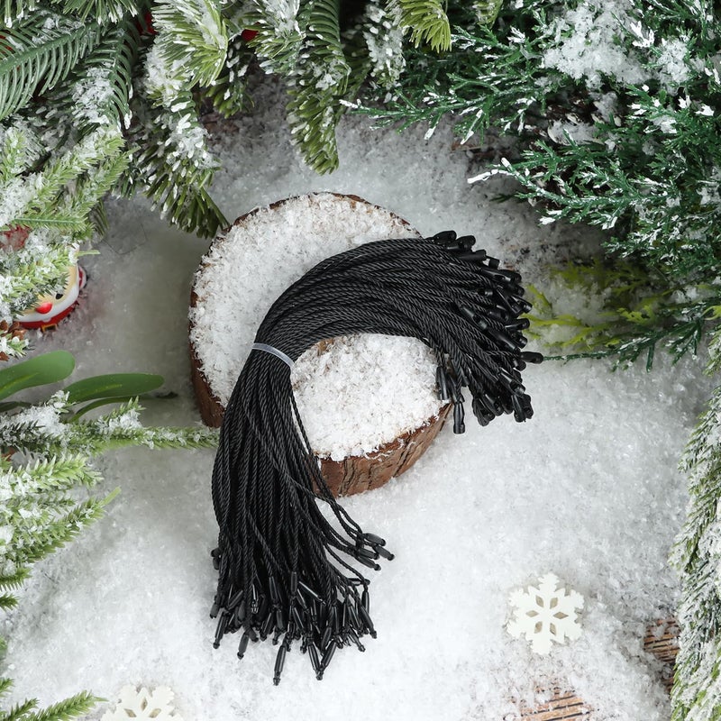 FOIMAS 400pcs Christmas Ornament Hanger String Hook Hanging Ropes with Snap Locking Fastener for Halloween Christmas Tree Hanging Ornament Decoration Supply,Black - Image 4