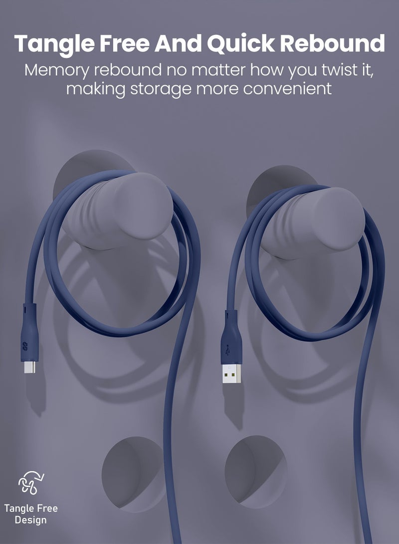 Moxedo كابل Moxedo CavoX Pro USB-A إلى Lightning سيليكون 2.4A شحن سريع ومزامنة بيانات متوافق مع iPhone 14/14Pro/13/13Pro/12/11/11Pro/11Max/ X/XS/XR/XS Max/8، iPad (أزرق، 2 متر) - Image 4