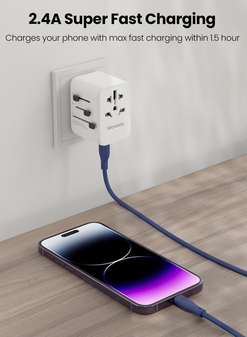 Moxedo كابل Moxedo CavoX Pro USB-A إلى Lightning سيليكون 2.4A شحن سريع ومزامنة بيانات متوافق مع iPhone 14/14Pro/13/13Pro/12/11/11Pro/11Max/ X/XS/XR/XS Max/8، iPad (أزرق، 2 متر) - Image 2