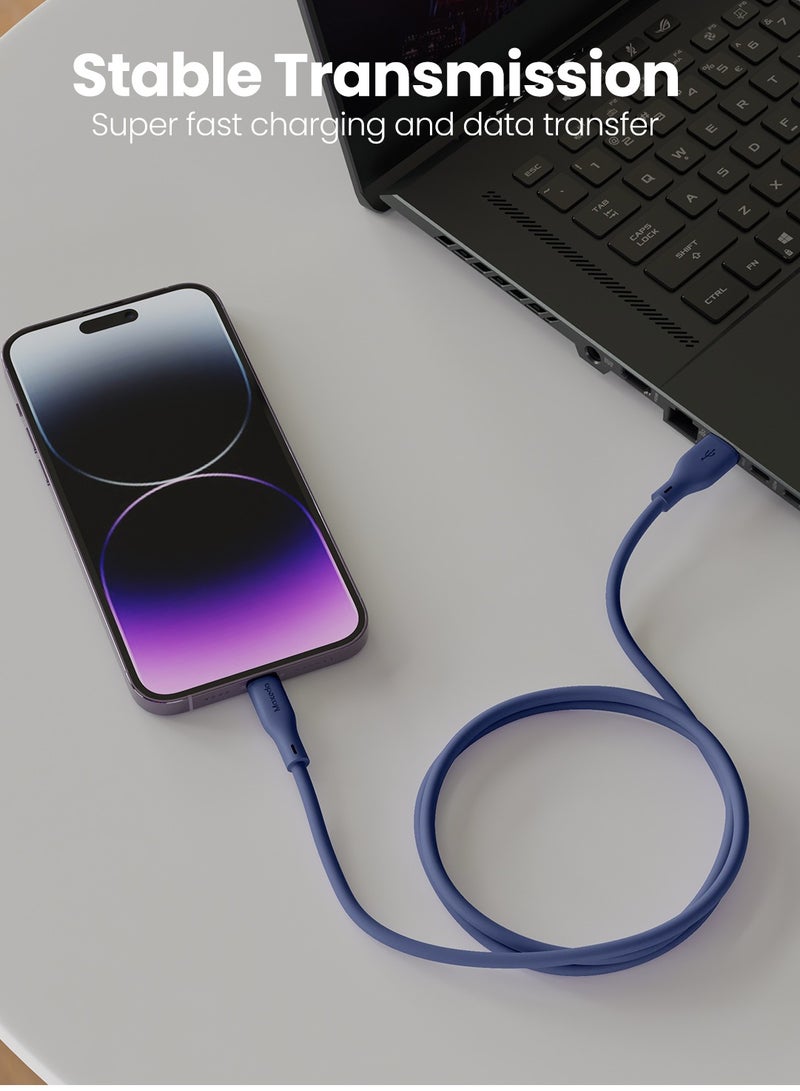 Moxedo كابل Moxedo CavoX Pro USB-A إلى Lightning سيليكون 2.4A شحن سريع ومزامنة بيانات متوافق مع iPhone 14/14Pro/13/13Pro/12/11/11Pro/11Max/ X/XS/XR/XS Max/8، iPad (أزرق، 2 متر) - Image 3