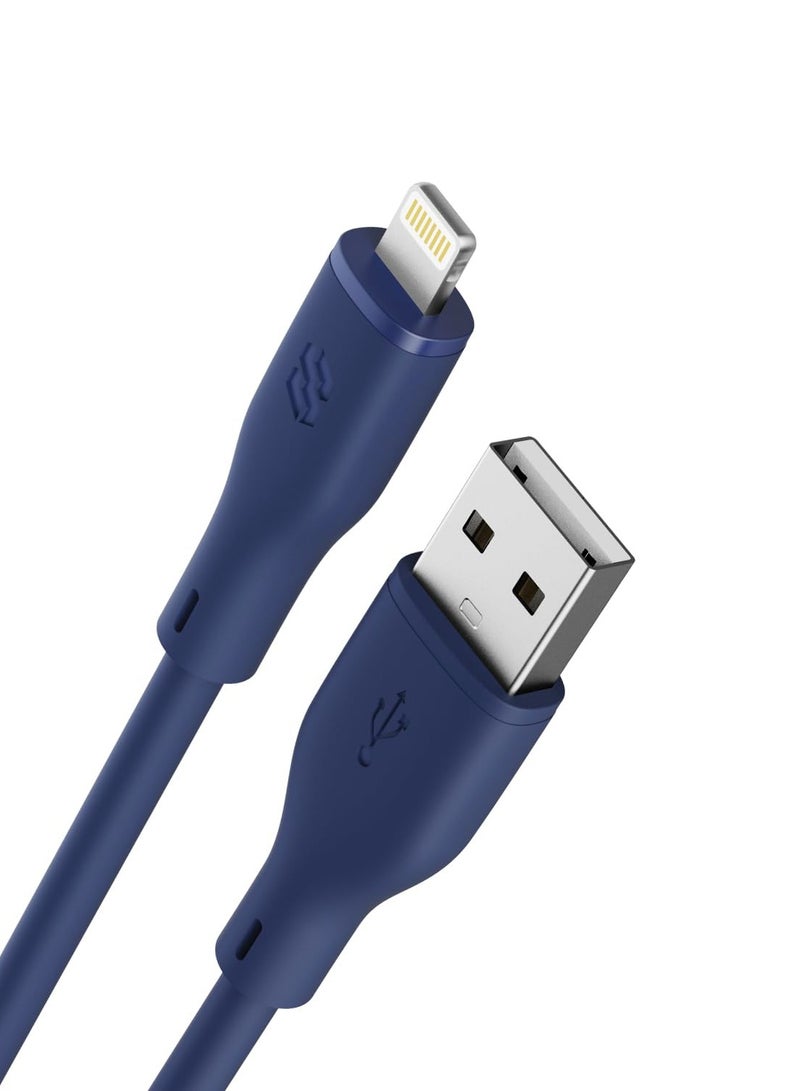 Moxedo كابل Moxedo CavoX Pro USB-A إلى Lightning سيليكون 2.4A شحن سريع ومزامنة بيانات متوافق مع iPhone 14/14Pro/13/13Pro/12/11/11Pro/11Max/ X/XS/XR/XS Max/8، iPad (أزرق، 2 متر) - Image 1