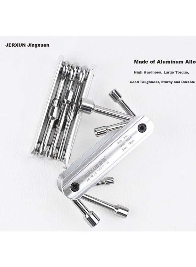 Jerxun Folding Socket Wrench Screwdriver Set Combination Set Multi-function Hexagon Wrench Automotive Repair Disassembly Household Small Tools - Image 1