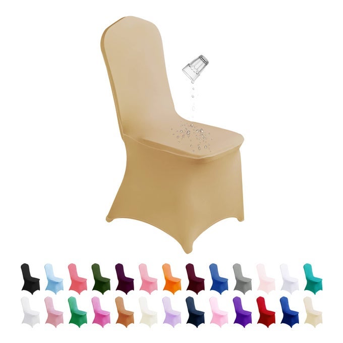 WATERPROOF SPANDEX CHAIR COVER 25PCS STRETCH DINING CHAIR COVERS POLYESTER OUTDOOR CHAIR COVERS PROTECTOR STRETCH CHAIR COVER FOR PARTY UNIVERSAL BANQUET WEDDING EVENT HOTELCHAMPAGNE