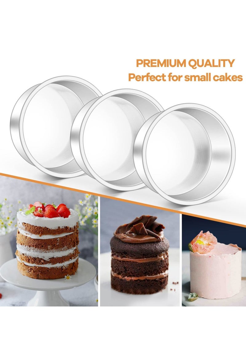 NIBEMINENT - 2 Pack 4 inch Baking Round Cake Mould Non-Stick Deep Aluminum Pan with Removable Bottom for Birthday Tin Set Loose Base - Image 1