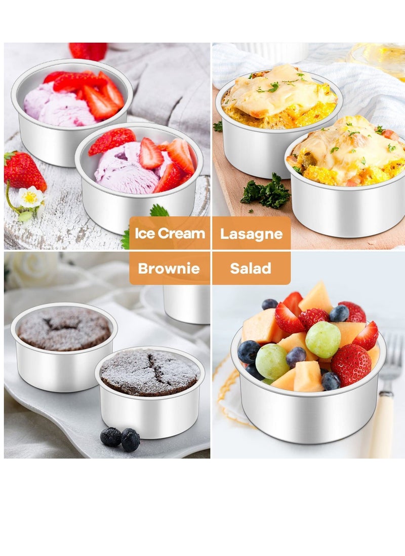 NIBEMINENT - 2 Pack 4 inch Baking Round Cake Mould Non-Stick Deep Aluminum Pan with Removable Bottom for Birthday Tin Set Loose Base - Image 1