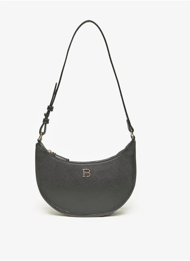 Flora Bella By Shoexpress Solid Hobo Bag with Adjustable Handle and Zip Closure