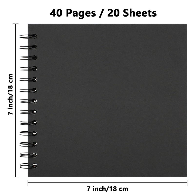 Yopih 7 x 7 Inch DIY Scrapbook Photo Album Hardcover Kraft Blank Page Acid-Free 40 Pages (20 Sheets) Memory Book for Wedding Anniversaries Family Baby Memories Small Scrapbooking Projects, Black - Image 2
