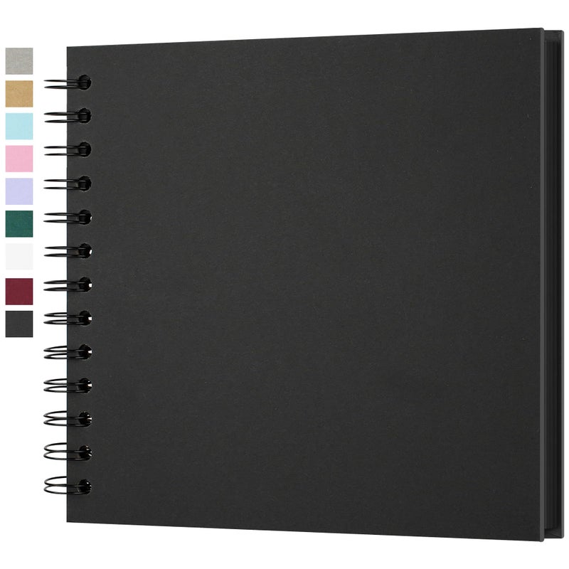 Yopih 7 x 7 Inch DIY Scrapbook Photo Album Hardcover Kraft Blank Page Acid-Free 40 Pages (20 Sheets) Memory Book for Wedding Anniversaries Family Baby Memories Small Scrapbooking Projects, Black - Image 1