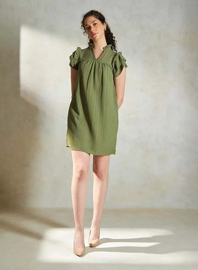 فيرجيو VIRGIO Crinkle Texture Relaxed Fit Mini Dress