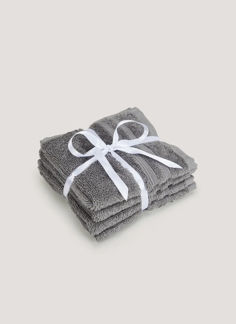 Matalan 4 Pack Dark Grey 100% Egyptian Cotton Face Cloths