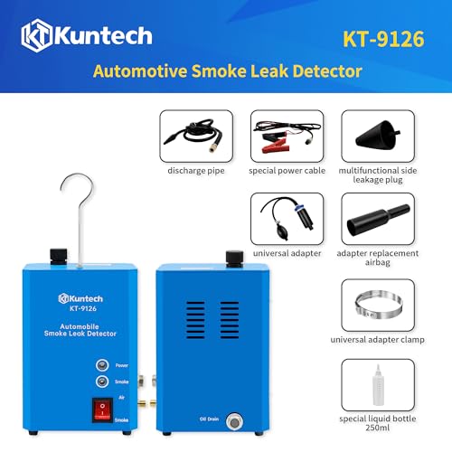 Kuntech Automotive Smoke Machine Built-in Air Pump, 12V DC Smoke Leak Detector for Pipe System, Fuel Leakage, Leakage Diagnostic Tester for All Cars, Blue - Image 3