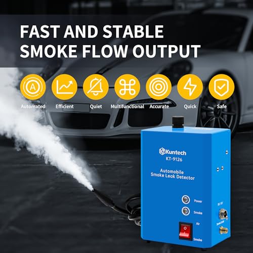 Kuntech Automotive Smoke Machine Built-in Air Pump, 12V DC Smoke Leak Detector for Pipe System, Fuel Leakage, Leakage Diagnostic Tester for All Cars, Blue - Image 5