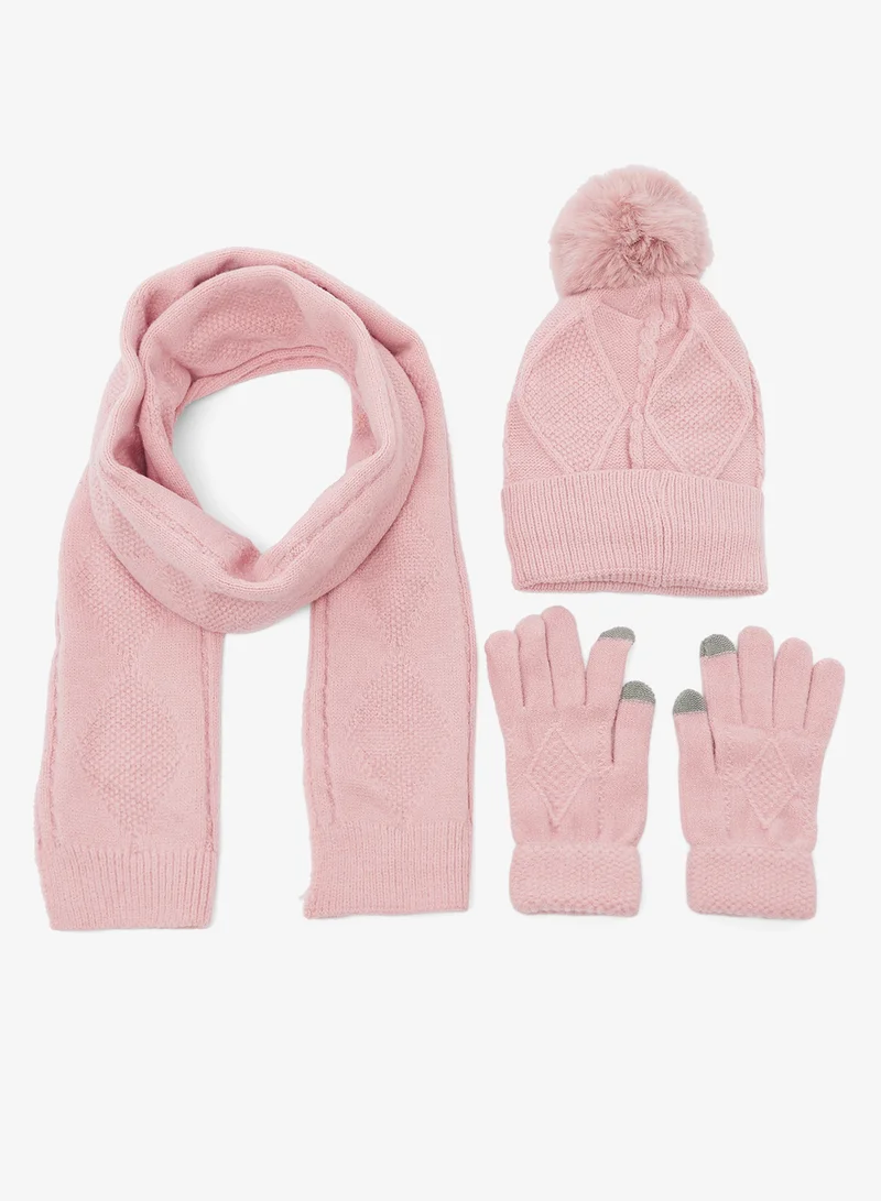 Ginger 3PK Beanie, Scarf & Glove Knitwear Set