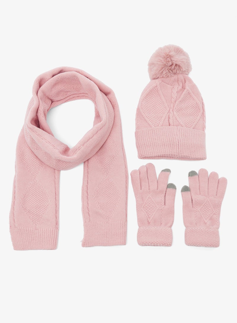 جينجر طقم قبعة، وشاح، وقفازات محبوكة من  قطع - Image 1