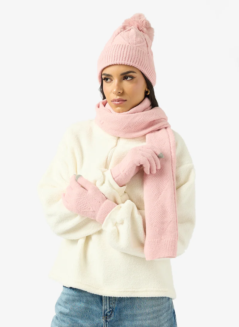 Ginger 3PK Beanie, Scarf & Glove Knitwear Set