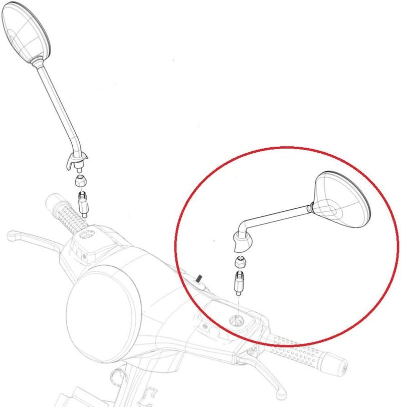 Piaggio Vespa Left Side Rearview Mirror - Image 3
