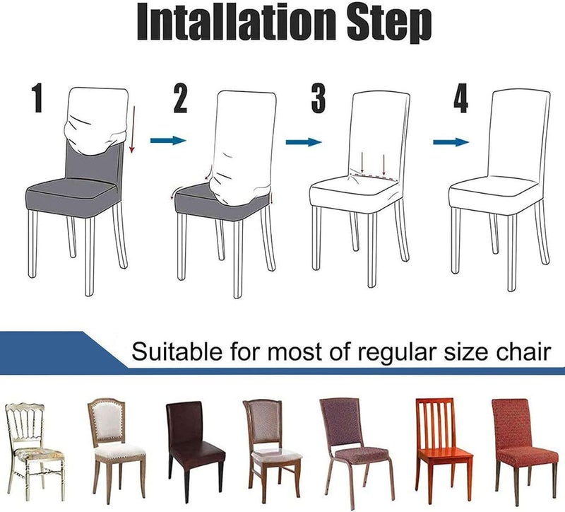 FunBlast Chair Covers - Universal Velvet Chair Cover, Elastic Stretch Removable Washable Dining Chair Cover Protector Seat Slipcover, Short Dining Chair Cover (Beige, Pack of 4) - Image 3
