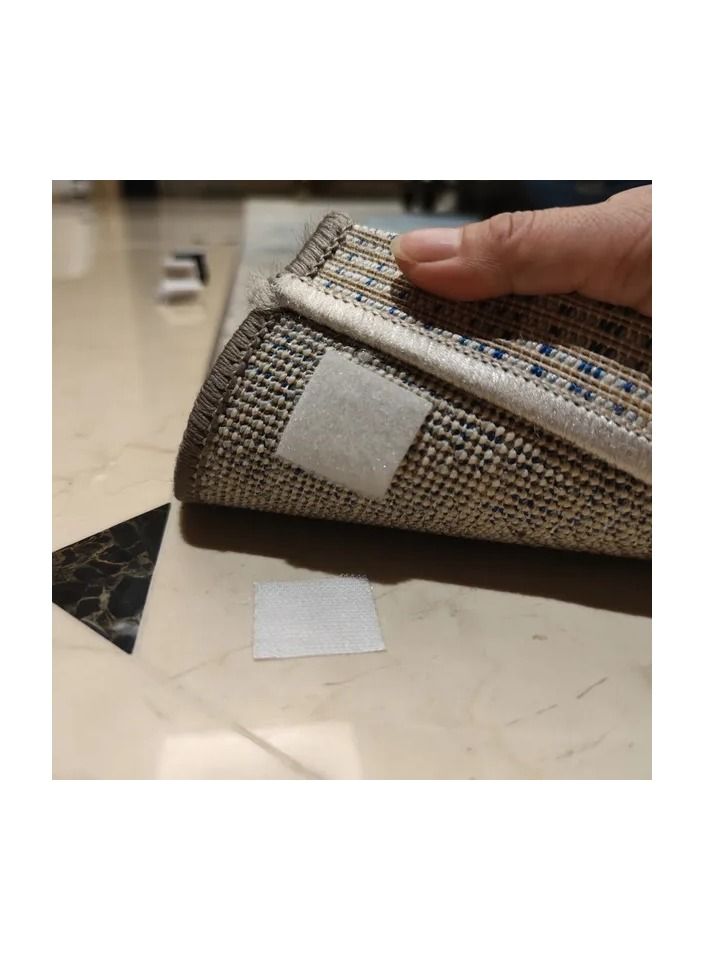 50-Pairs Square Type Strong Anti Curling Tape,Anti-slip Stickers Rug Gripper Self Adhesive Fastener,Keep Corners Flat Adhesive Tape for Bed Sheet,Sofa Cushion,Mat  - Image 1