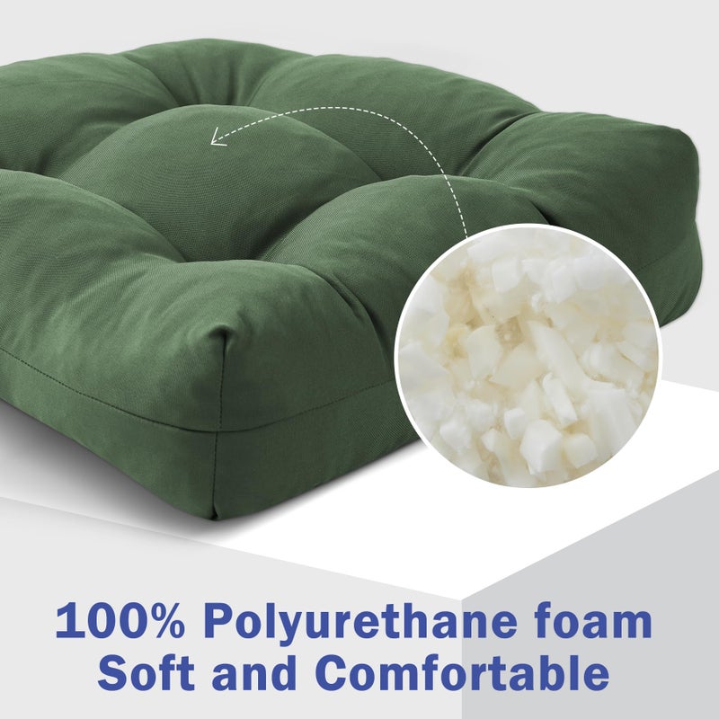 IPYNBAP Outdoor Chair Cushions Set of 4, Patio Chair Cushions with Ties, 19x19+5â€ Tufted Outdoor Seat Cushions, Waterproof Patio Furniture Cushions, Outdoor Dining Chair Pads, Forest Green - Image 3