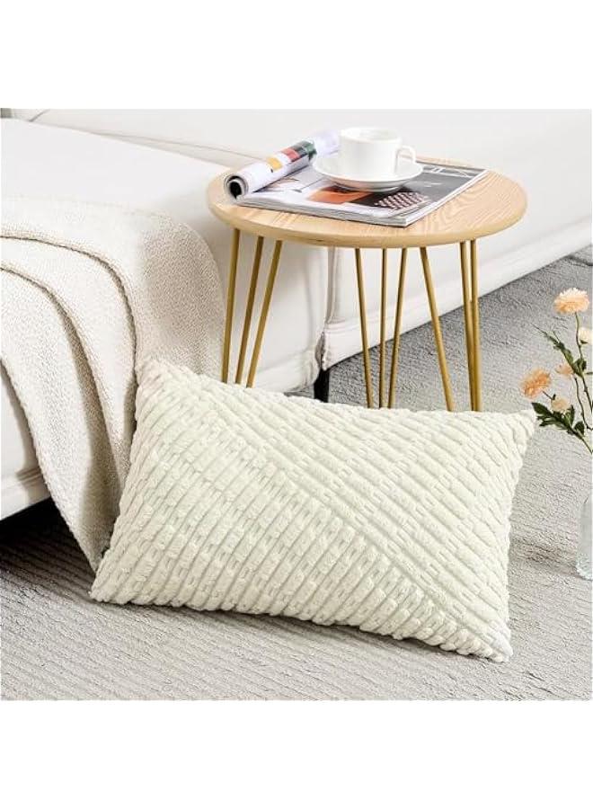 ميكسد 2 قطعة شريطية سروال قصير وسادة القضية ، بوهيميا الريفية ديكور المنزل ، لينة سروال قصير الصلبة مربع وسادة القضية ، تنطبق على أريكة ، غرفة نوم ، سيارة غرفة المعيشة ( كريم اللون ، 30 * 50 سم ) - Image 2