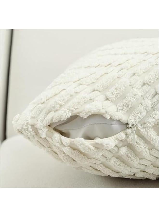 ميكسد 2 قطعة شريطية سروال قصير وسادة القضية ، بوهيميا الريفية ديكور المنزل ، لينة سروال قصير الصلبة مربع وسادة القضية ، تنطبق على أريكة ، غرفة نوم ، سيارة غرفة المعيشة ( كريم اللون ، 30 * 50 سم ) - Image 3