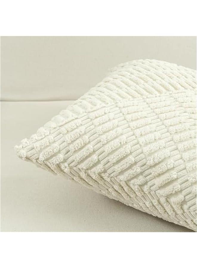 ميكسد 2 قطعة شريطية سروال قصير وسادة القضية ، بوهيميا الريفية ديكور المنزل ، لينة سروال قصير الصلبة مربع وسادة القضية ، تنطبق على أريكة ، غرفة نوم ، سيارة غرفة المعيشة ( كريم اللون ، 30 * 50 سم ) - Image 4