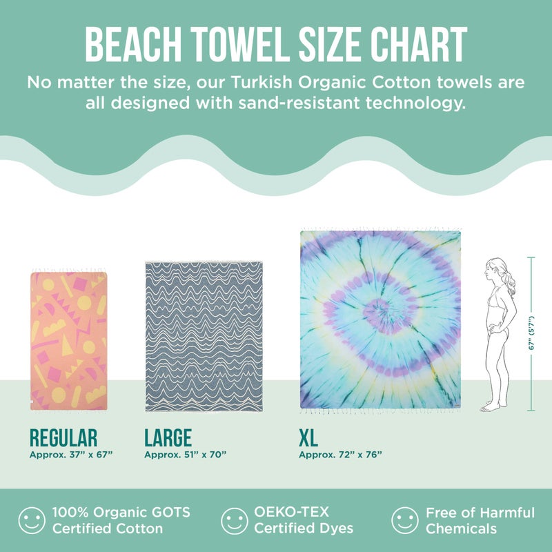 Sand Cloud Turkish Beach Towel - Sand Free - 100% Organic Turkish Cotton Yarn - Quick Dry Towel for Beach, Picnic Blanket or Throw - As Seen on Shark Tank - Tie Dye (Black Acid Wash) - Image 5