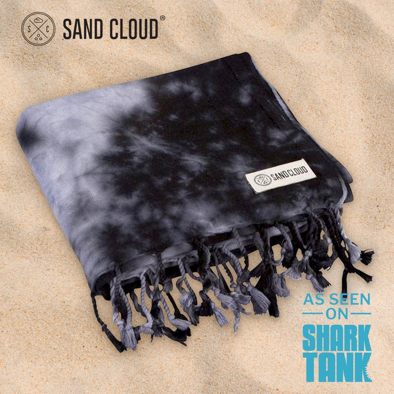Sand Cloud Turkish Beach Towel - Sand Free - 100% Organic Turkish Cotton Yarn - Quick Dry Towel for Beach, Picnic Blanket or Throw - As Seen on Shark Tank - Tie Dye (Black Acid Wash) - Image 2