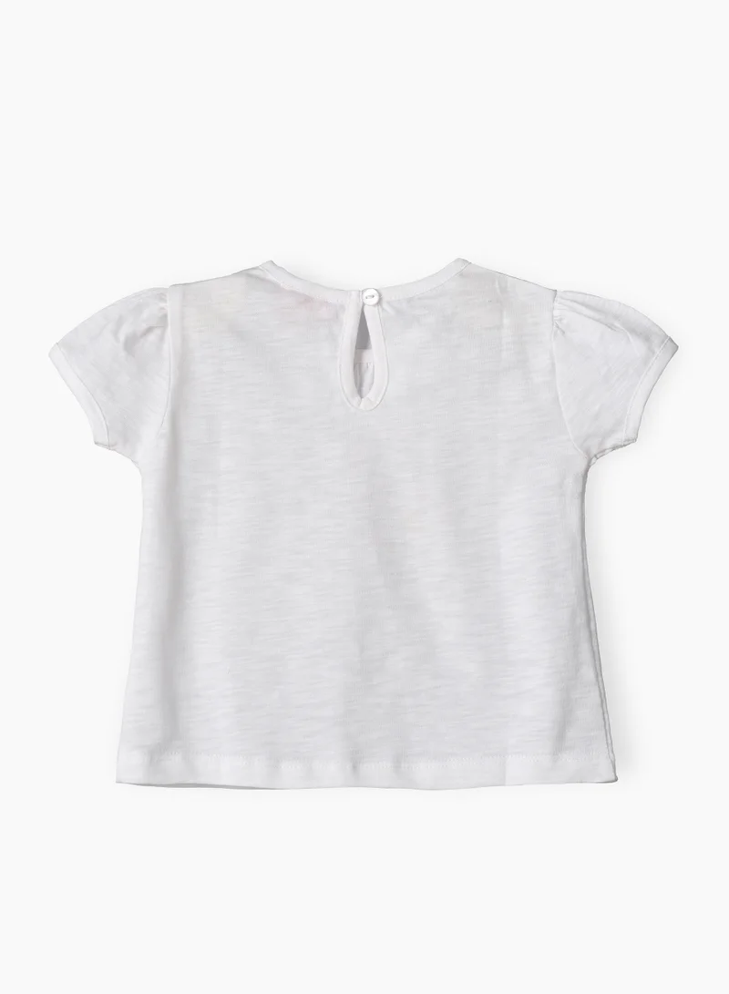 جيلين Girls White Flower & Butterfly Print Tee