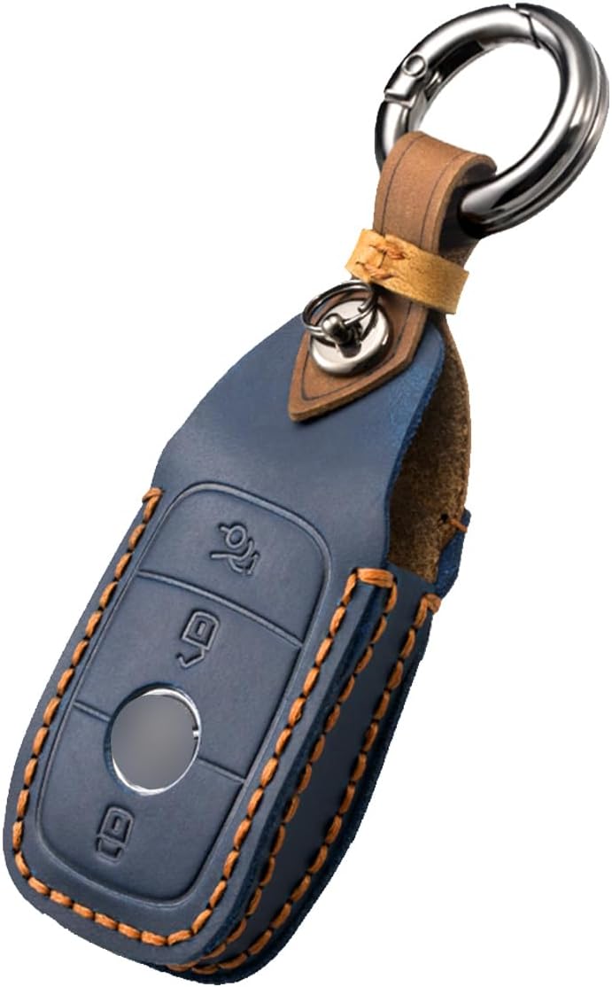 ontto Leather Key Fob Cover with Keyring for Mercedes C S E Class Models - Image 1