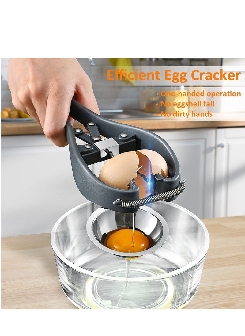 SYOSI - Egg Cracker Egg Separator Tool, Handheld Egg Opener with Egg Yolk White Separator Food Grade Eggshell Cutter Creative Kitchen Gadgets - Image 1