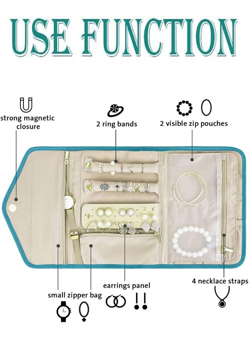 URbazaar Jewelry Holder Organizer Travel Jewelry Organizer Roll, Foldable Jewelry Case Jewelry box Women Jewelry Storage Bag for travel jewelry organizer Necklaces Earrings Bracelets Watches - Image 3