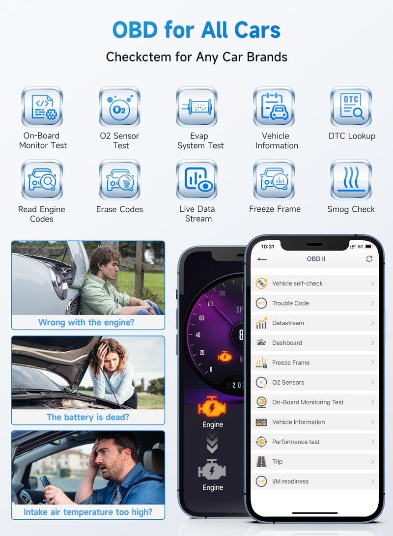 Loquat OBD2 Scanner Bluetooth for BMW Full System Code Reader Scan Tool with Battery Registration Tool Service EPB CBS ETC ABS Airbag Powerful Diagnostic Tool for All Cars for iPhone iPad and Android - Image 5
