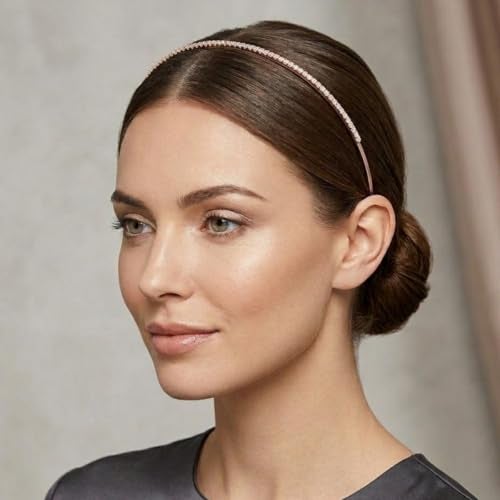 AccessHer Hairbands for Women & Girls | Gold & Silver Rhinestone Hair Hoops | Stylish Hair Accessories for Weddings, Parties, Ethnic Wear & Rakhi Gift (Rose Gold 2, One Size) - Image 2