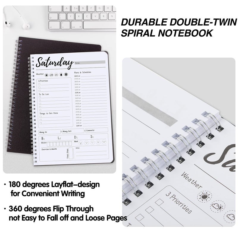 KAICN Weekly Work Planner with Hourly Schedules, To Do List, Tasks, Expense Tracker 7 Days Daily Planner Self-Care for Organizing Meals, Water Take-in, Mood, Exercise & Health, 10 x 7.3 inches - Image 4