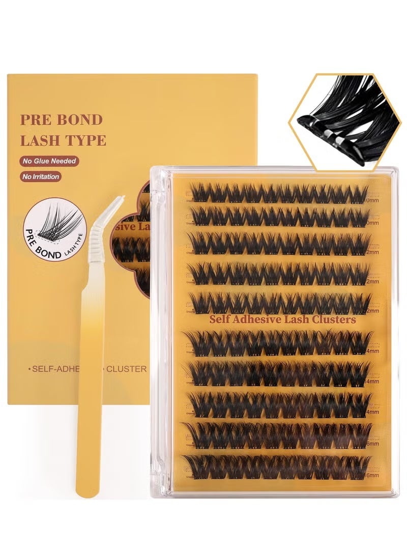 جيكومو طقم مجموعات الرموش ذاتية اللصق ، مجموعة الرموش اللاصقة مسبقا D Curl مجموعة الرموش الناعمة مع ملاقط للمبتدئين ، اضغط على طقم تمديد الرموش بدون لاصق 10-16 مم - 100 قطعة - Image 1