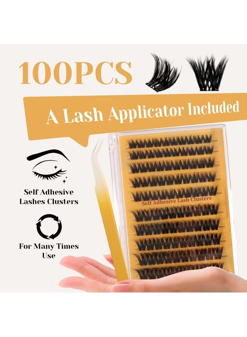 جيكومو طقم مجموعات الرموش ذاتية اللصق ، مجموعة الرموش اللاصقة مسبقا D Curl مجموعة الرموش الناعمة مع ملاقط للمبتدئين ، اضغط على طقم تمديد الرموش بدون لاصق 10-16 مم - 100 قطعة - Image 4