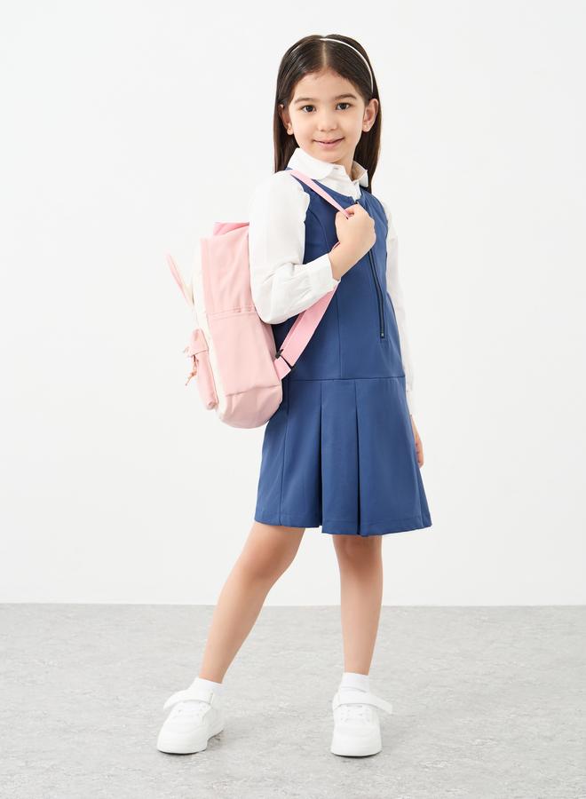 Styli Girls Navy Blue Fold Pleated Pinafore Dress - Image 1